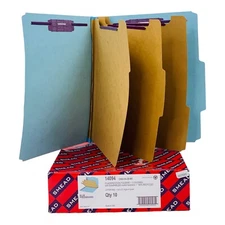 10 Smead Classification Folders Letter Size Blue Pressboard 3 Dividers