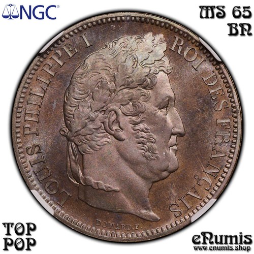 FRANCE, Louis Philippe, 5 Francs 1831, Essai, Mint Visit, Top Pop, NGC MS 65 BN - Picture 3 of 8