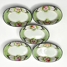 Vintage Japan Oval Open Salt Dishes Set/5 Floral