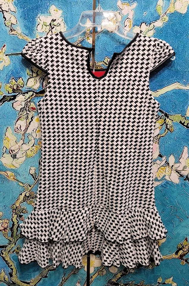 Pink & Violet Girls' Black and White Houndstooth Ruffle Drop Waist Dress Size 12 - Image 4 of 4