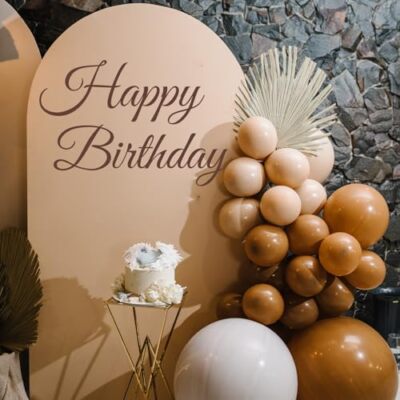Happy Birthday Wooden Sign | Large Brown Backdrop Decor For Parties & Photos