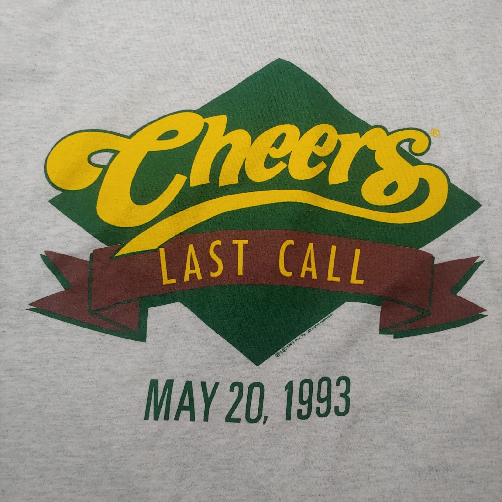 ALTRA Camicia Vintage Cheers Grande Ultima Chiamata 20 Maggio 1993 Punto Singolo Grigio TV Show