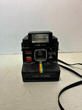 Polaroid Land OneStep Plus Black Rainbow Stripe Instant Camera w/Q-Light