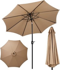 9ft Patio Umbrella with Push Button Tilt Outdoor Market Umbrella Beige