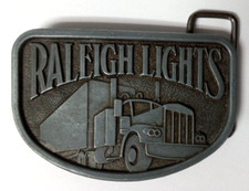 Raleigh Lights Cigarettes Tobacco Semi Truck Trucking Vintage Belt Buckle