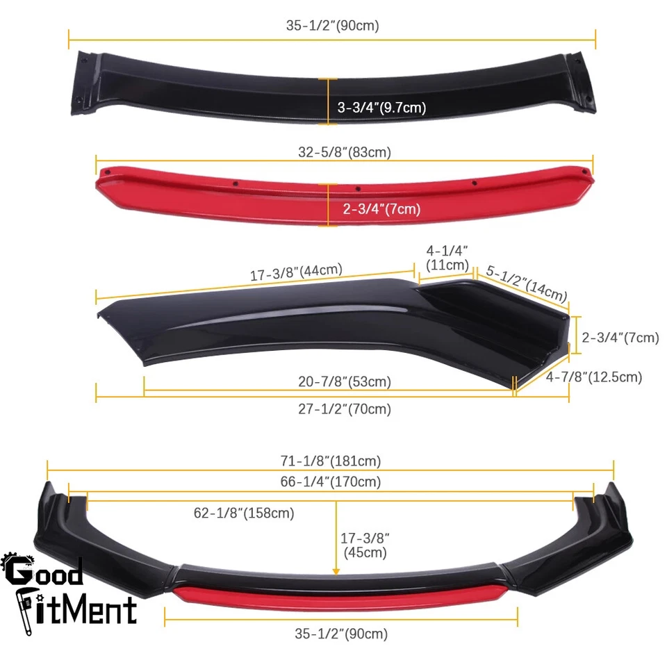汽车前保险杠唇分离器锅炉扩散器唇部套件适用于奥迪 A6 C7 2012 - 2016 — 第 2/4 张图片