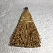 Woven Whisk Broom Vintage Hand Brush Hungary Metal Hanger 11in Yellow Thread