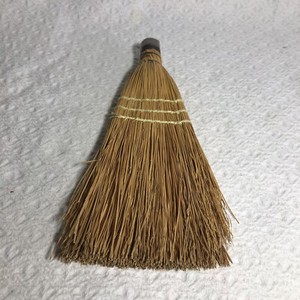 Woven Whisk Broom Vintage Hand Brush Hungary Metal Hanger 11in Yellow Thread