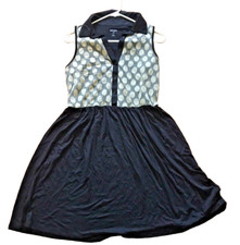 Kensie Women's Fit & Flare Lined Dress Size S Mesh Sleeveless Polka Dot Black