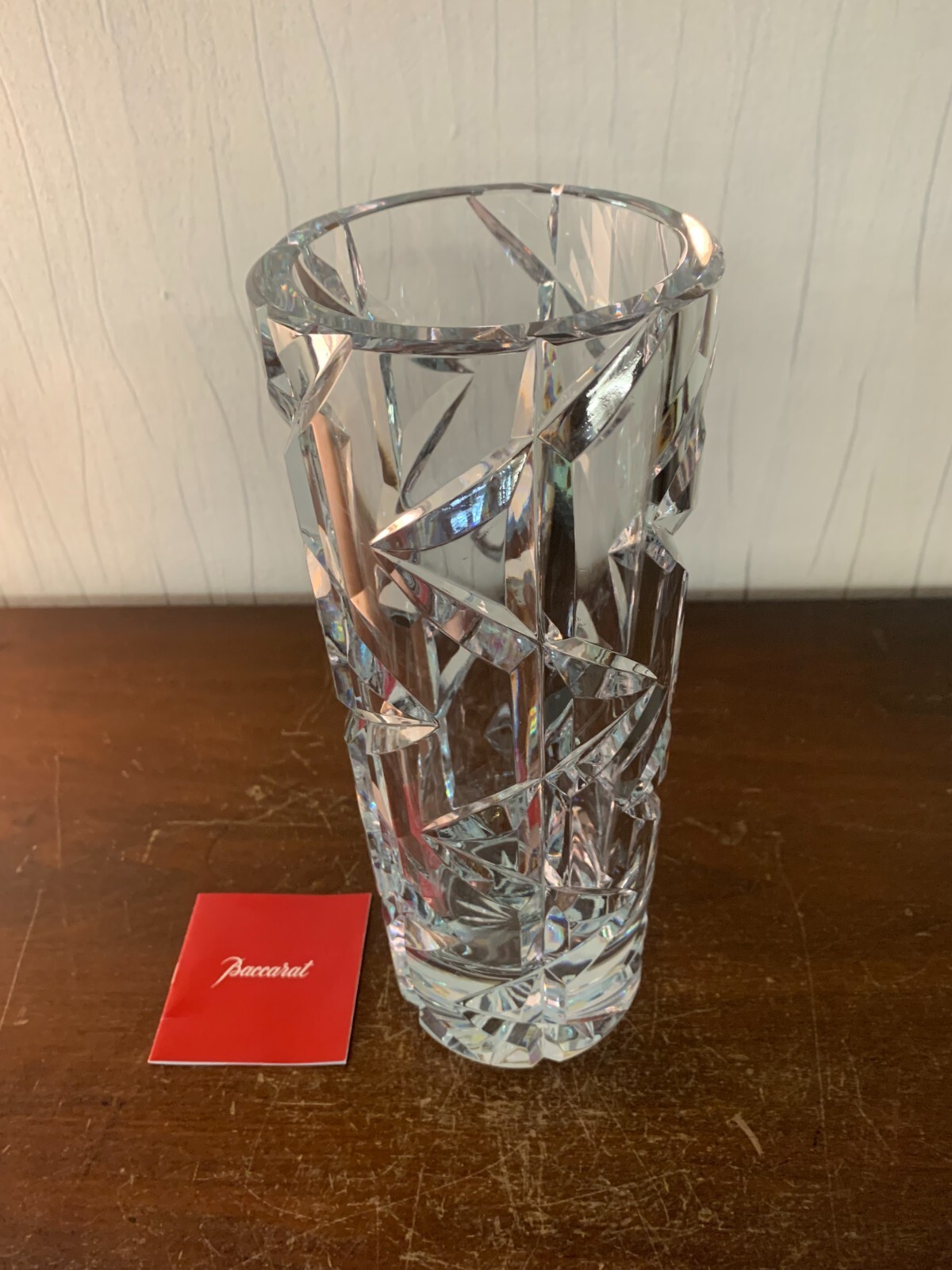 Crystal Vase Cut Tube Shape by Baccarat H: 28 cm Model 2