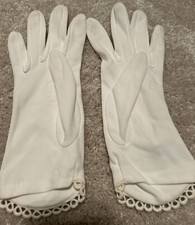 Vintage Off White Nylon Womens Gloves 50s Or 60s