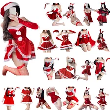 Womens Dress Lace Trim Sexy Christmas Lingerie Mrs Santa Costume Outfit Claus