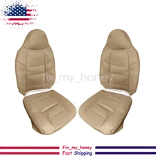 Driver Passenger Bottom Top Leather Seat Cover TAN For 2001 Ford F250 Lariat