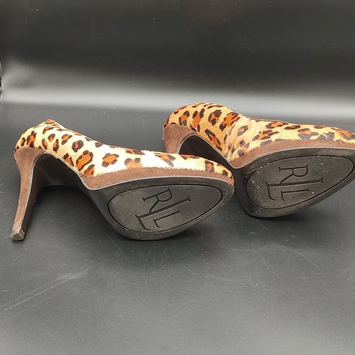 Ralph Lauren Size 6.5B Kailee II Leopard Haircalf Kidsuede Pumps 4" Heels - Picture 21 of 24