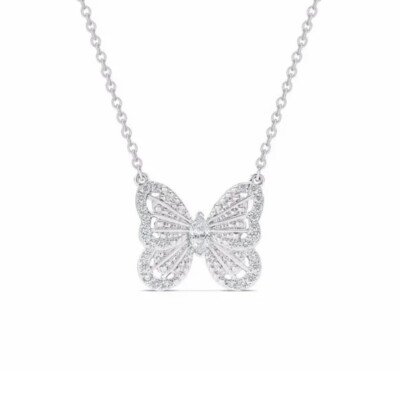 De Beers Butterfly Pendant-18k White Gold, 0.21c diamonds, 7.25'' chain, luxury