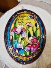 Suncatcher Stained Glass Hanging Decor friends hold each other in prayer -READ
