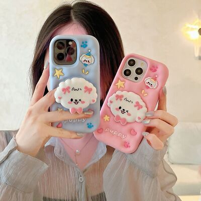 Cute Cartoon Poppy Dog Silicone Case Cover For iPhone 11 12 13 14 15 16  17ProMax