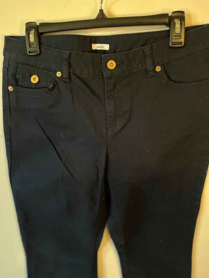 Liz & Co 弹力女式深蓝色水洗 10 小号棉质牛仔裤 — 第 3/4 张图片