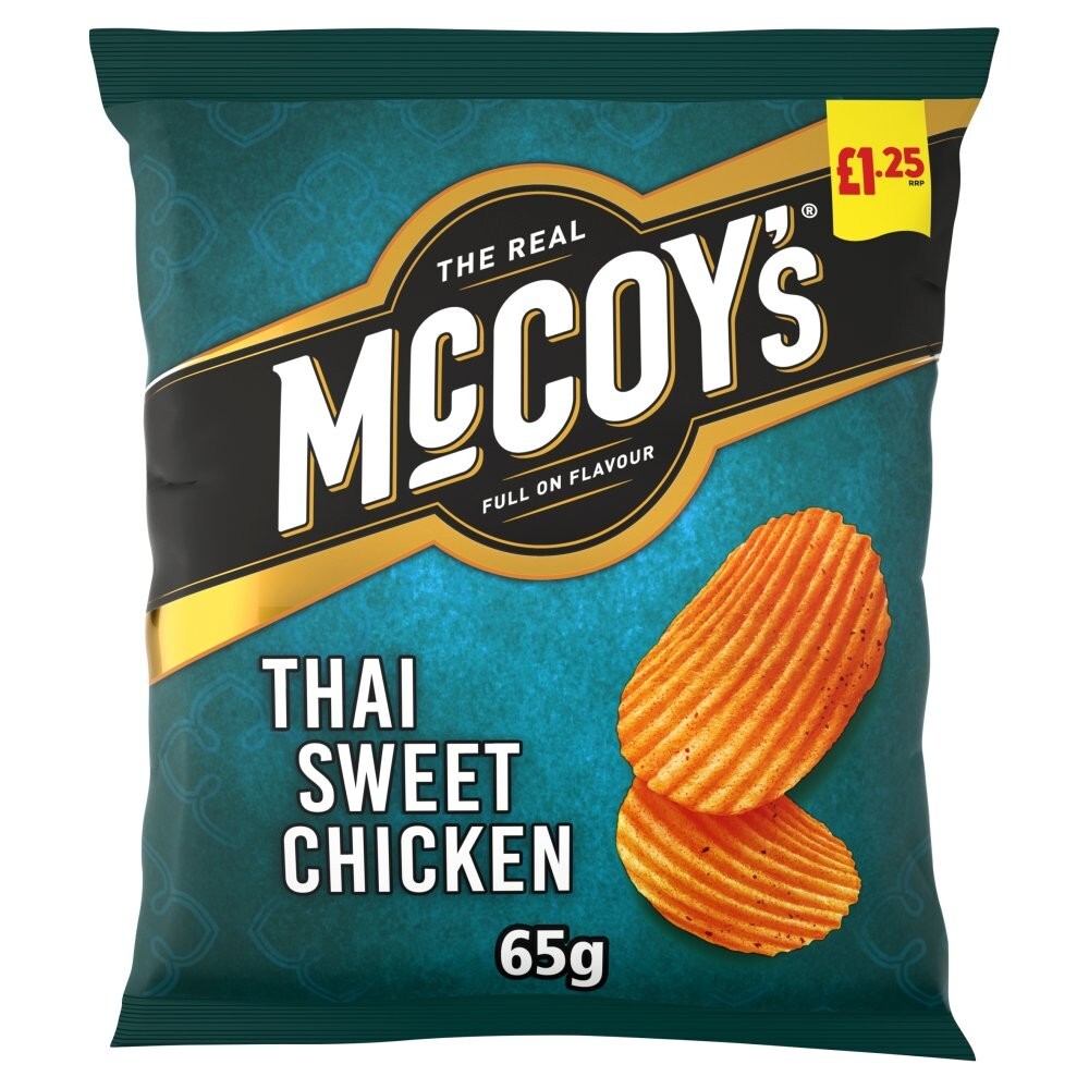 Full Box of 20 McCoy's Thai Sweet Chicken Flavour Ridge Cut Potato Crisps 65g