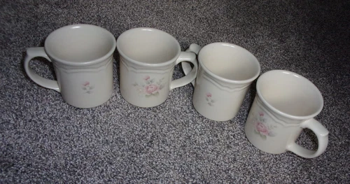 4 Pfaltzgraff Tea Rose Mugs USA Made