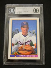 IVAN RODRIGUEZ 1991 BOWMAN #272 SLABBED BGS SIGNED AUTO TEXAS RANGERS *16968