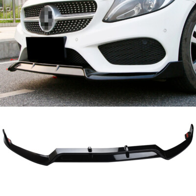 Front Bumper Lip For 2015-2018 Mercedes Benz W205 C-Class  Sport Gloss Black