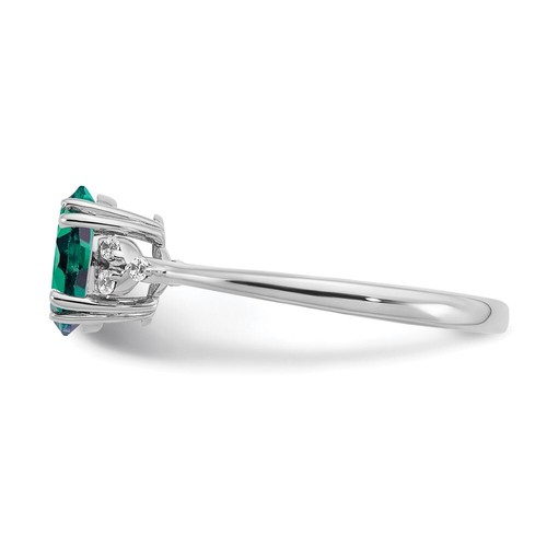 Sterling Silver Lab Created Alexandrite & Diamond Ring Size 6 for Women 1.76gm - Picture 4 of 7