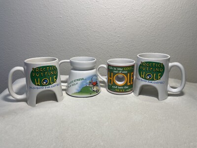 Practice Putting Hole Coffee Mug Golf Gift Novelty Golf Cup Set Of 4 Coffee Mugs