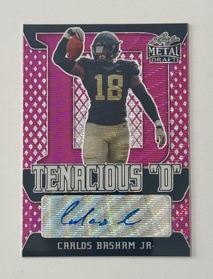 2021 Leaf Metal Tenacious D Wave Pink Carlos Basham Jr RC AUTO /10 Autograph SSP