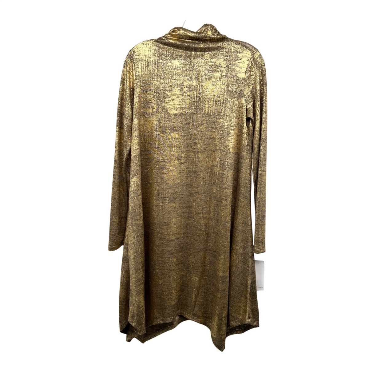 Fever Womens Gold Metallic Sheer Shift Dress Turtleneck Long Sleeve Small New Fever Womens Gold Metallic Sheer Shift Dress Turtleneck Long Sleeve Small New