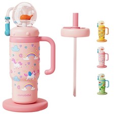 Whale Fountain Tumbler 24oz with Handle, Leak-Proof Drinking Cup for All Ages