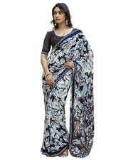 Women's Georgette Printed Saree With Blouse Piece