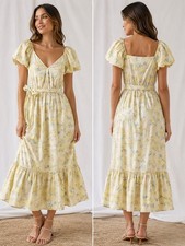 LoveShackFancy x Target Ines in Yellow Floral Puff-Sleeve Maxi Dress Size 8