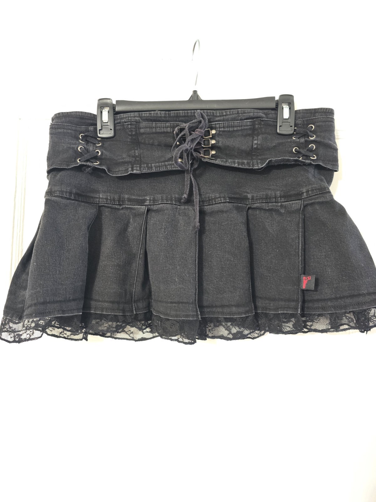 VTG Tripp NYC Pleated Mini Skirt Womens 2X Black Gothic Punk Rave Grunge Y2K