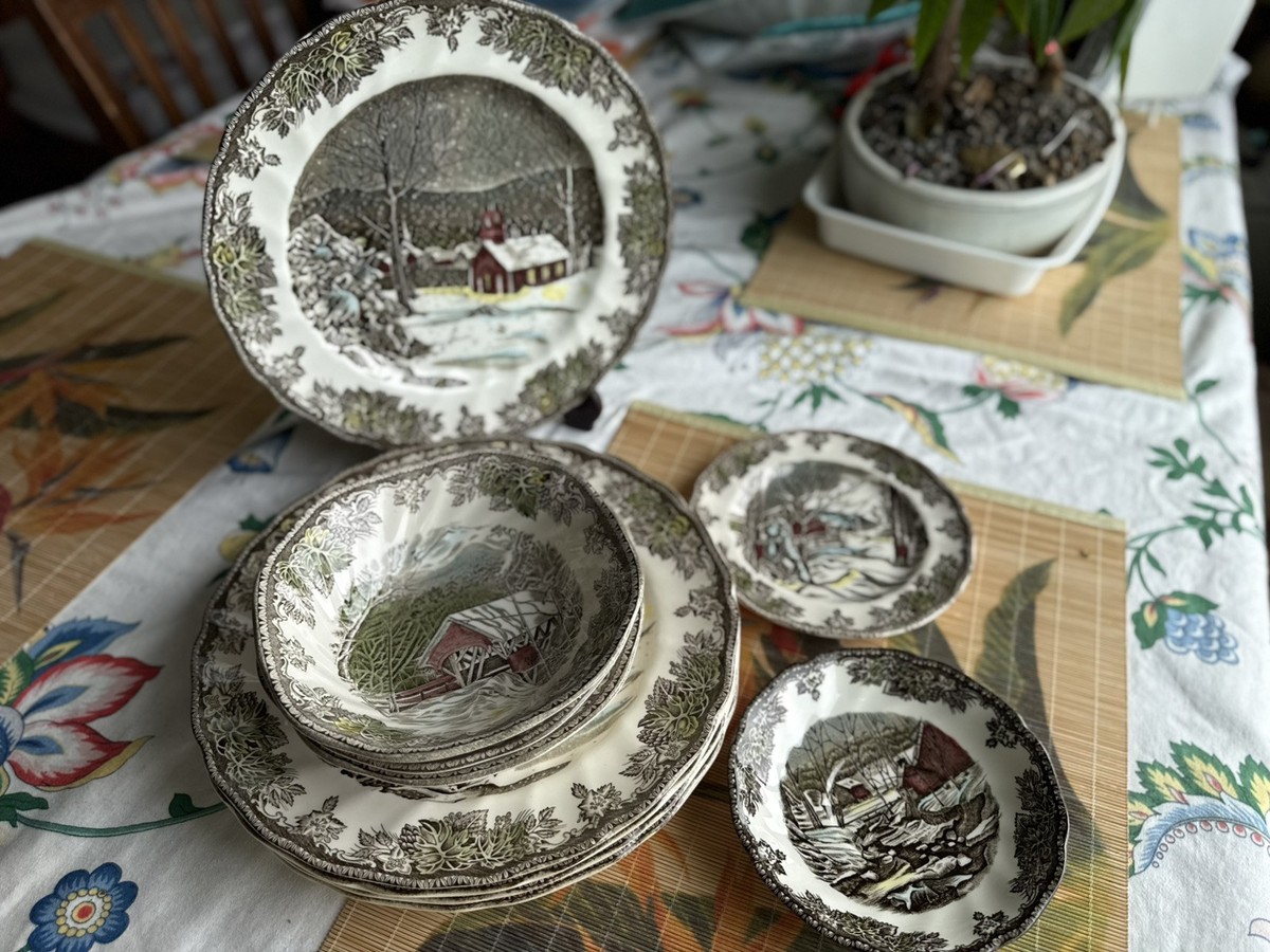 【johnson brothers】5点セット Vintage 1960s 10 Johnson Bros Friendly Village Mix Set The School