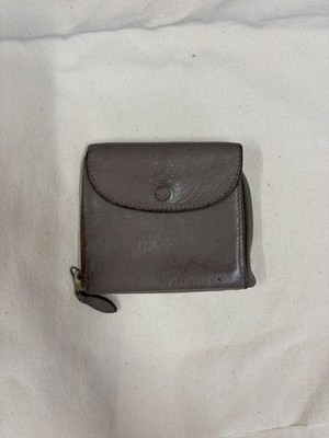 IL BISONTE Leather Wallet Bi-Fold Compact Gray Used Quality Craftsmanship