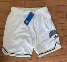 NWT Boys  Adidas Originals Shorts White Medium Drawstring  Pockets MSRP 50