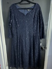 SLNY Women's Navy Blue Sequin Dress Size 16