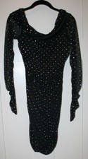Windsor Women's Dress Sheer Long Sleeves Silver Polka Dots Black Size Medium