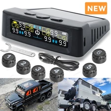 Wireless Solar TPMS LCD Car Tire Pressure Monitoring System 6 External Sensors