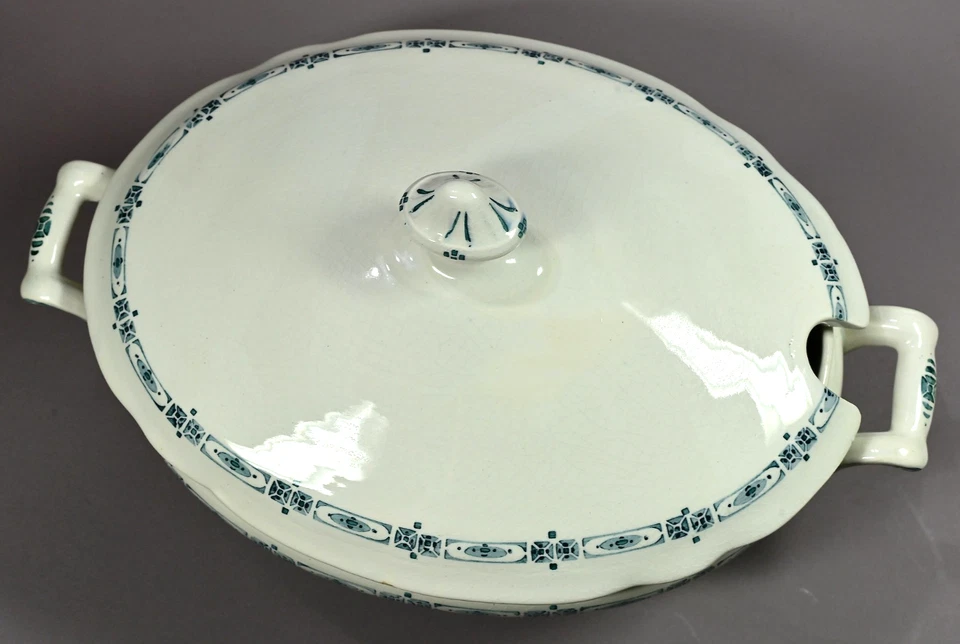 Villeroy & Boch Wallerfangen Suppenterrine, oval, Dekor 1142, ca. 1900, antik - Bild 4 von 4