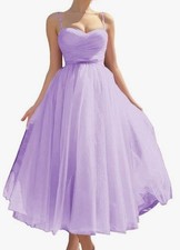 Cute Tea Length Lilac Formal Dress Size 16 Corset Back NEW