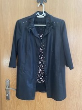 Damenbluse Gr. 38 mit 3/4 Ärmel In Schwarz W...