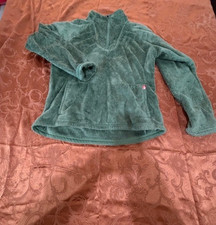 North Face Osito 1/4 Zip Fleece Pullover Women s XL Green Soft Plush Front Pouch
