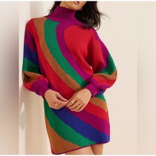 FARM Rio Rainbow Wild Hearts Sweater Dress Size Medium