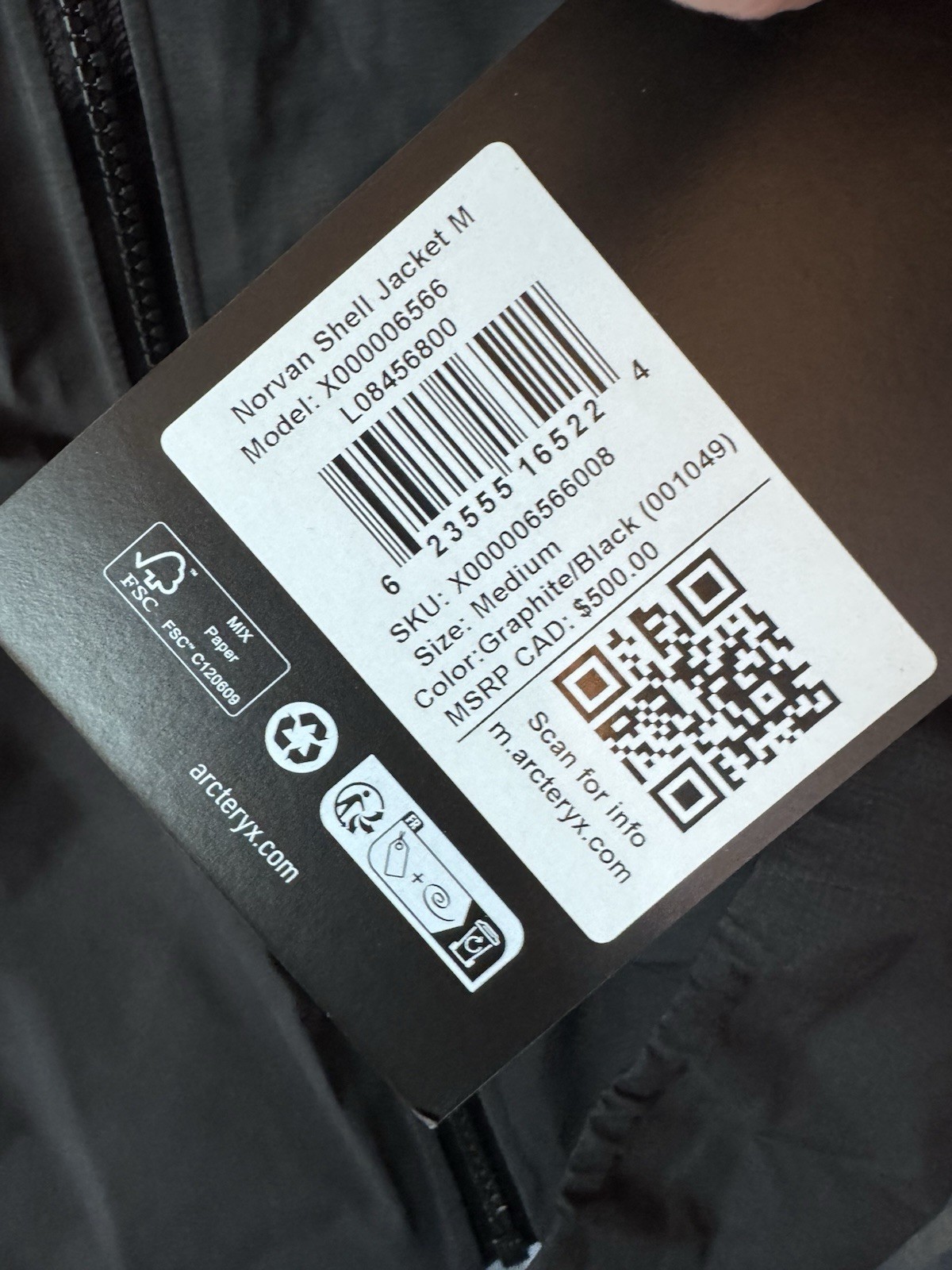 ARC'TERYX Norvan Shell Jacket Gore-Tex Graphite Black Men's Sz M NWT $500 thumbnail 3