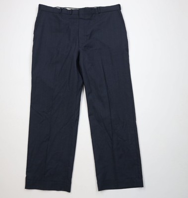 Vintage 70s Streetwear Mens 40x30 Striped Knit Flared Wide Leg Chino Pants Blue