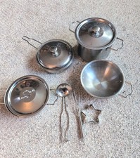Children s Pots Pans 10 Piece Stainless Steel Pretend Play Cooking Set