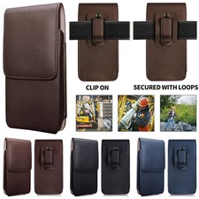 Phone Belt Clip Leather Holster Vertical Carrying Pouch Case For iPhone Samsung