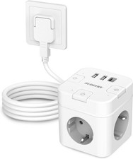 3 Fach Steckdosenwürfel USB C 6 in 1 Flachst...